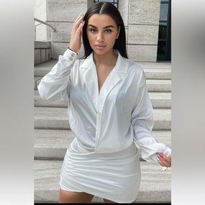 Satin mini dress- white